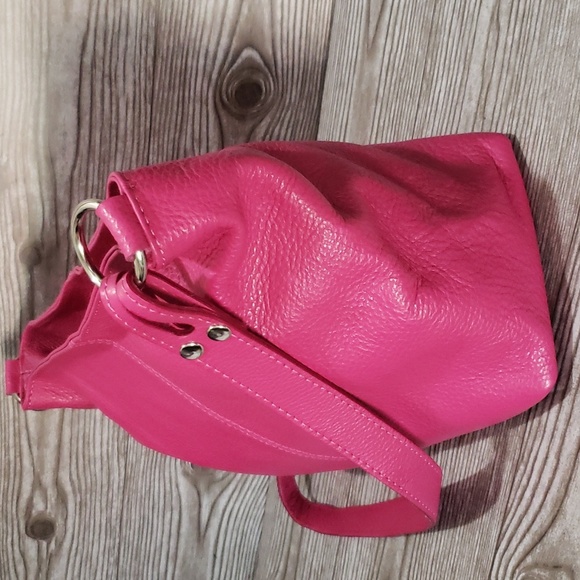 Pink pebble genuine length shoulder bag - Picture 2 of 8